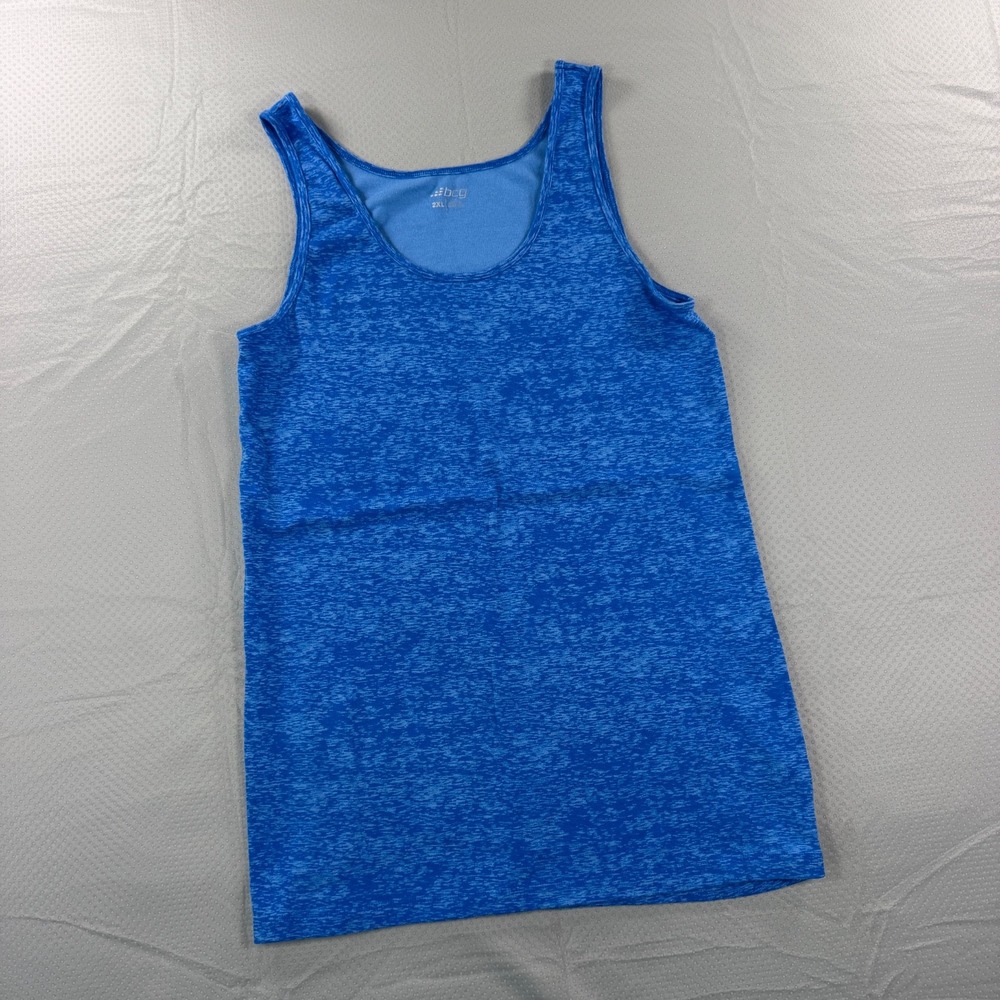 BCG Womens 2XL Heather Blue Athletic Tank Top Stretch Activewear Scoop Neck